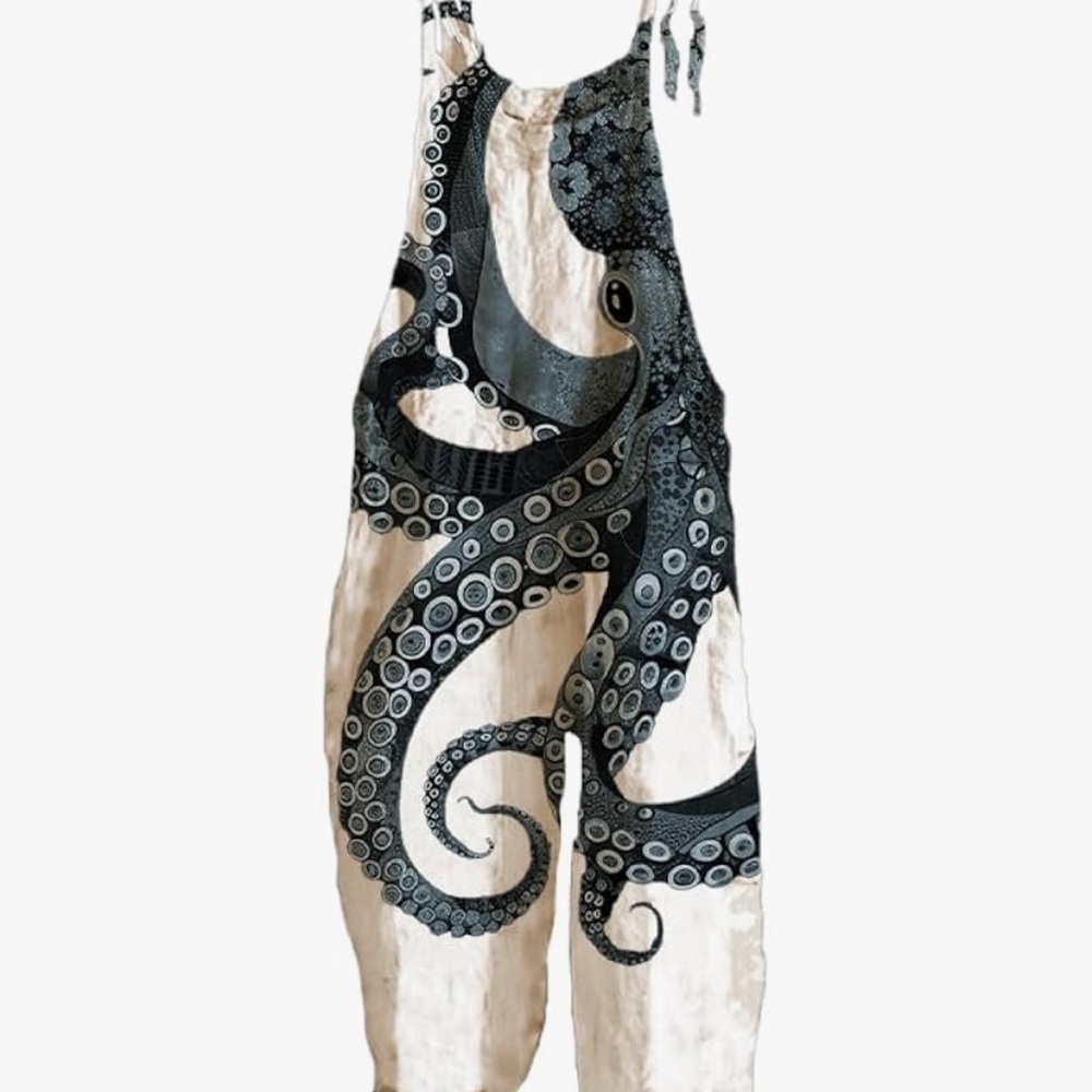 Stylish Blue and White Octopus Jumpsuit